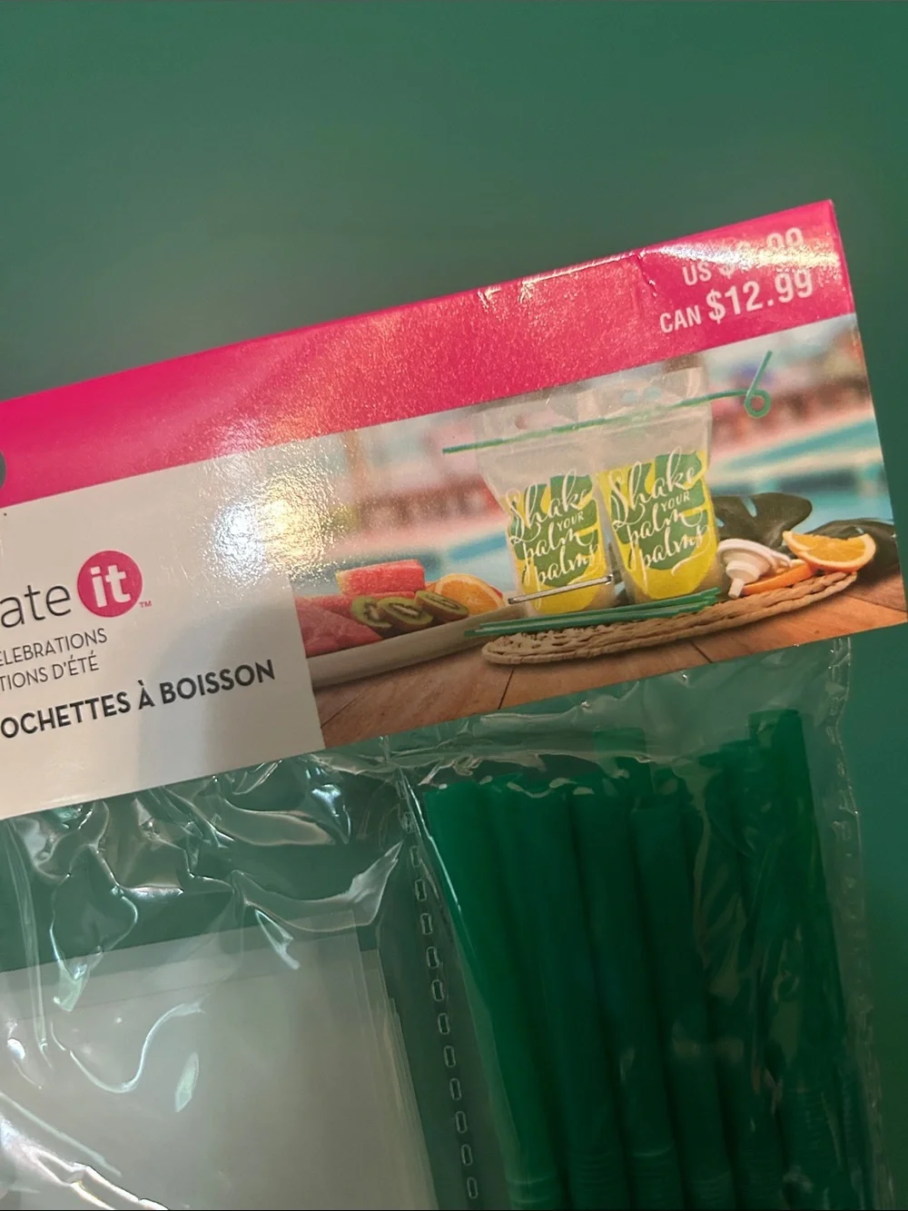 Drink Pouches with Green Straws (12-Pack)